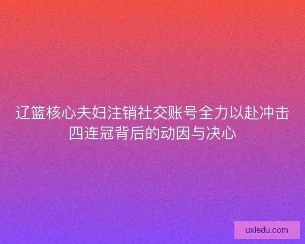 辽篮核心夫妇注销社交账号全力以赴冲击四连冠背后的动因与决心